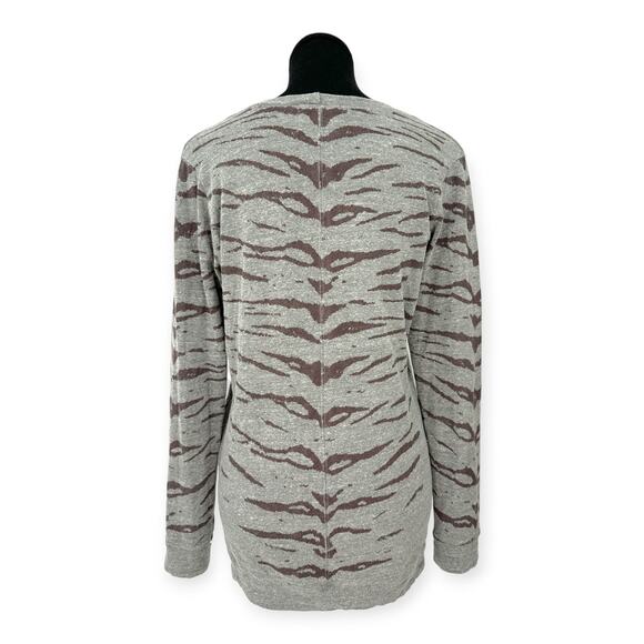 Monrow | Medium | Heather Gray Tiger Print Round Neck Raglan Boyfriend Sweater - Picture 6 of 7